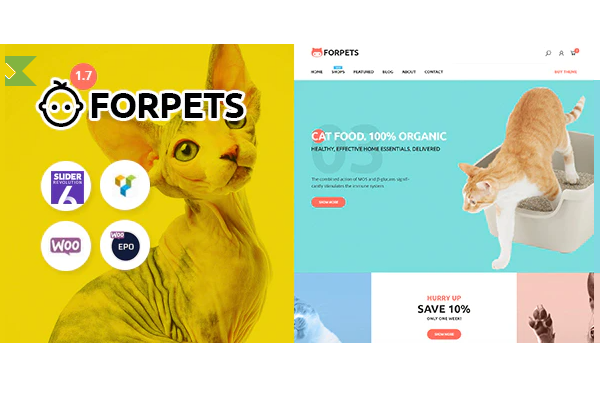 Тема Forpets - интернет-магазин для животных с рейтингом 5 звезд